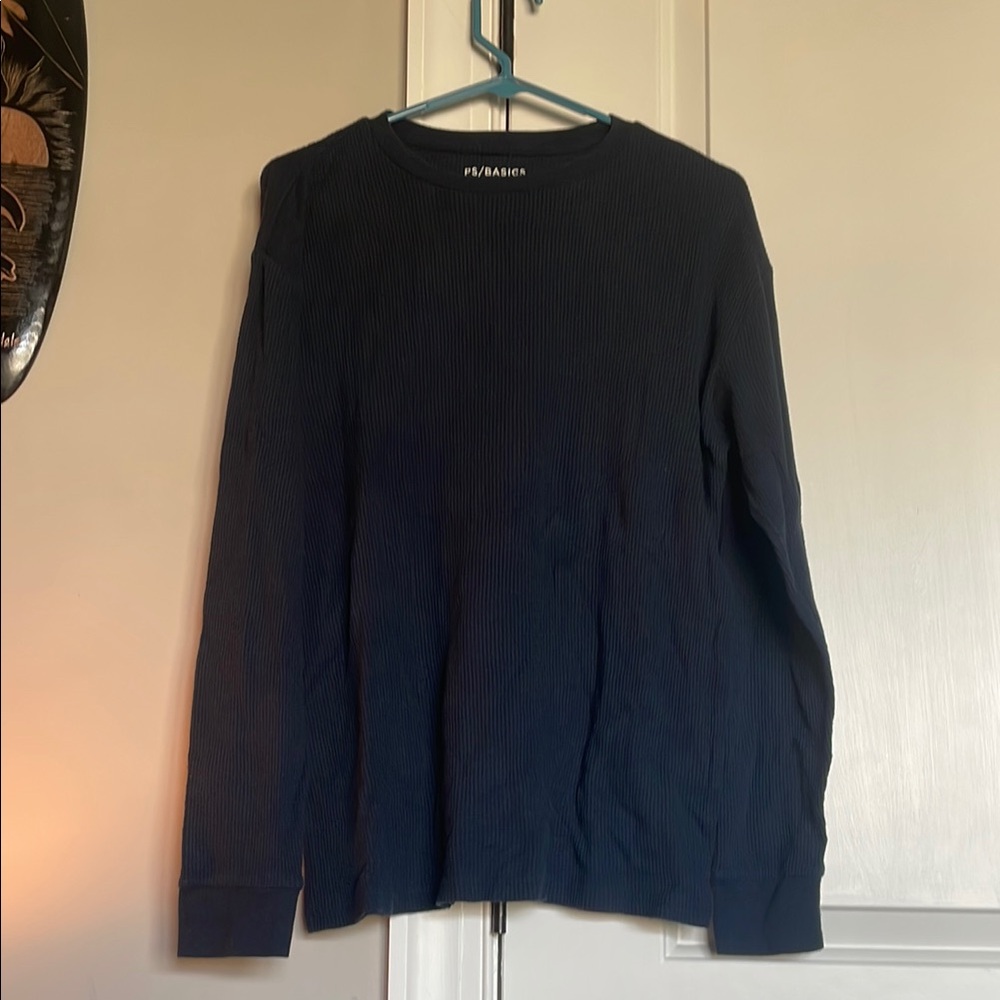 Blue Long Sleeve Tee with Crew Neck